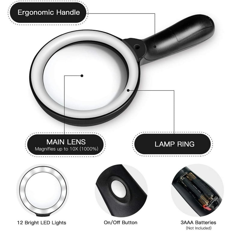 16X Illuminated Magnifier 120 LED Cold Light Magnifying Glass
