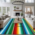 thumbnail image 3 of Large Area Rugs for Living Room Bedroom, Mexican Stripes 6'x9' Rug Washable Carpet Runner Indoor Outdoor, Colorful Striped Mexican Fiesta Theme Non Slip Floor Mats Rug for Kitchen, Playroom, 3 of 8