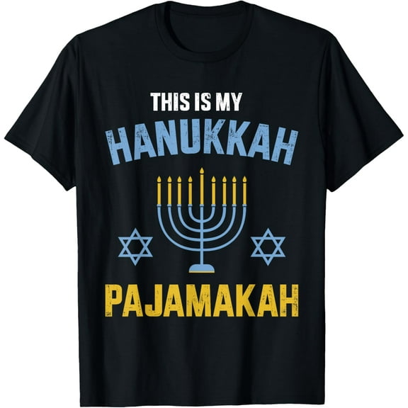 This is my hanukkah pajamakah for jewish christmas pajama T-ShirtMen and women, White Black T-shirt, size: Extra large S-4XL