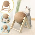 thumbnail image 2 of Cat Scratching Post Natural Sisal Toy with Wooden Base Interactive Furniture Protector for Indoor Kittens, 2 of 6