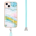 thumbnail image 4 of SaniMore for iPhone 15 6.1" 2023 Case with Detachable Crossbody Lanyard Shockproof TPU Backplane Marble Pattern Luxury Fashion Anti-drop Slim Lightweight Cover for iPhone 15, Green/Pink, 4 of 4