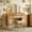 Natural, variant on Aukfa Luxury Makeup Vanity Set with Tri-Fold Mirror & Lights, Large Vanity Desk with 5 Drawers, Tool and Built-In Outlets,Natural