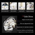 thumbnail image 4 of OLEVS Automatic Watches for Men Self Winding Mechanical Skeleton Luxury Dress Chronograph Gold Plated Stainless Steel Calendar Moon Phase Waterproof Luminous Mens Wrist Watches Reloj Para Hombre, 4 of 15