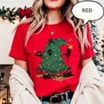 thumbnail image 5 of Funny Black Cat Christmas Tree Graphic Print T-Shirt | Holiday Cat Chaos Design | White Tee, 5 of 7