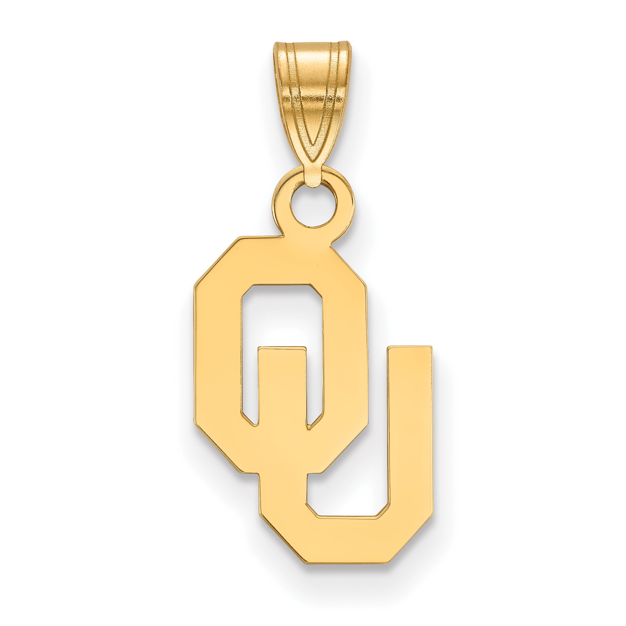 University of Oklahoma Sooners Red OU School Letters Pendant Gold Plated Silver 15x9mm