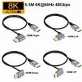 thumbnail image 2 of 0.5M Nylon HD 8K@60Hz 4K@120Hz 48Gbps Ultra HDR V2.1 1080P HDMI Male UP/Left/Right/Down Extension Cable for HDTV PS4 Switch For, 2 of 6