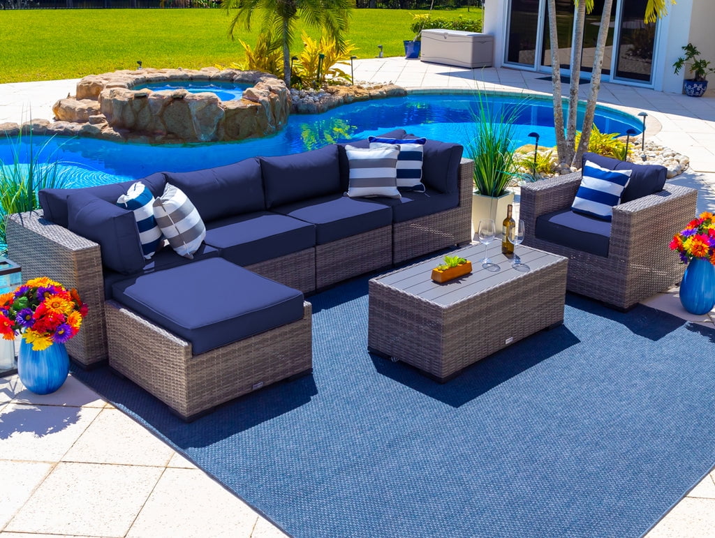 Sorrento 7-Piece Resin Wicker Outdoor Patio Furniture Sectional Sofa