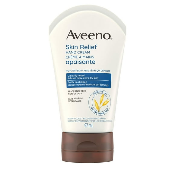 Aveeno Skin Relief Hand Cream, Dry & Itchy Skin, Prebiotic Oat Moisturizer, Fragrance Free