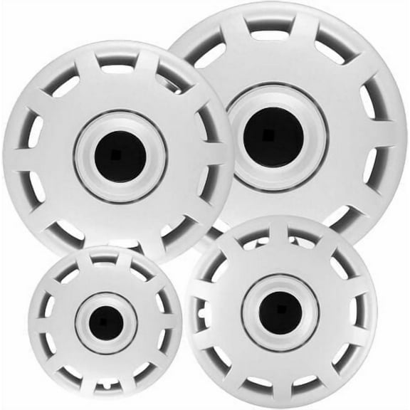 Fuel Rider Set of 4 15 inch Silver Snap-On Hubcaps With 10 Hole Compatible With 1998-2001 Volkswagen Passat Standard Steel Wheel Covers