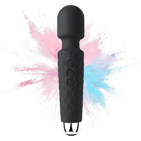 Cordless Wand Massger, Powerful Personal Massagers for Women with Multi Speeds for Therapeutic Muscle Aches and Sports Recovery-Black