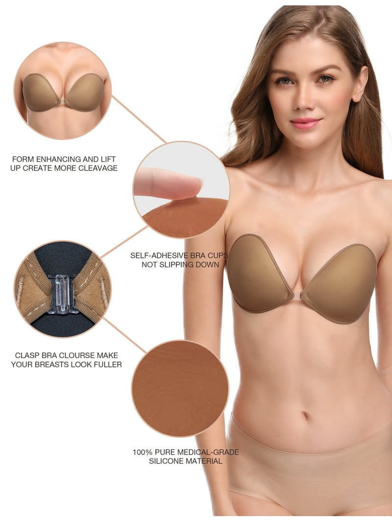 Wingslove Adhesive Bra Reusable Backless Strapless Push-up Silicone Invisible Sticky Bras for Backless Dress,Milk Coffee D - Walmart.com Wingslove Adhesive Bra Reusable Backless Strapless Push-up Silicone Invisible Sticky Bras for Backless Dress,Milk Coffee D - Walmart.com