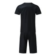 thumbnail image 6 of FAOWME Men's Summer Two-Piece Outfits Short Sleeve Round Neck Color Block T Shirt And Shorts Comfortable Fashion Set For Casual Daily Wear,S,Black, 6 of 6