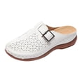 thumbnail image 4 of Rokment Women's Orthopedic Backless Sandals Beach Casual Buckles Closed Toe Arch Support Wedge Clogs Comfortable Platform Walking Mules Boho Retro Chunky Heels Dressy Slip on Slides White Size 8.5, 4 of 4