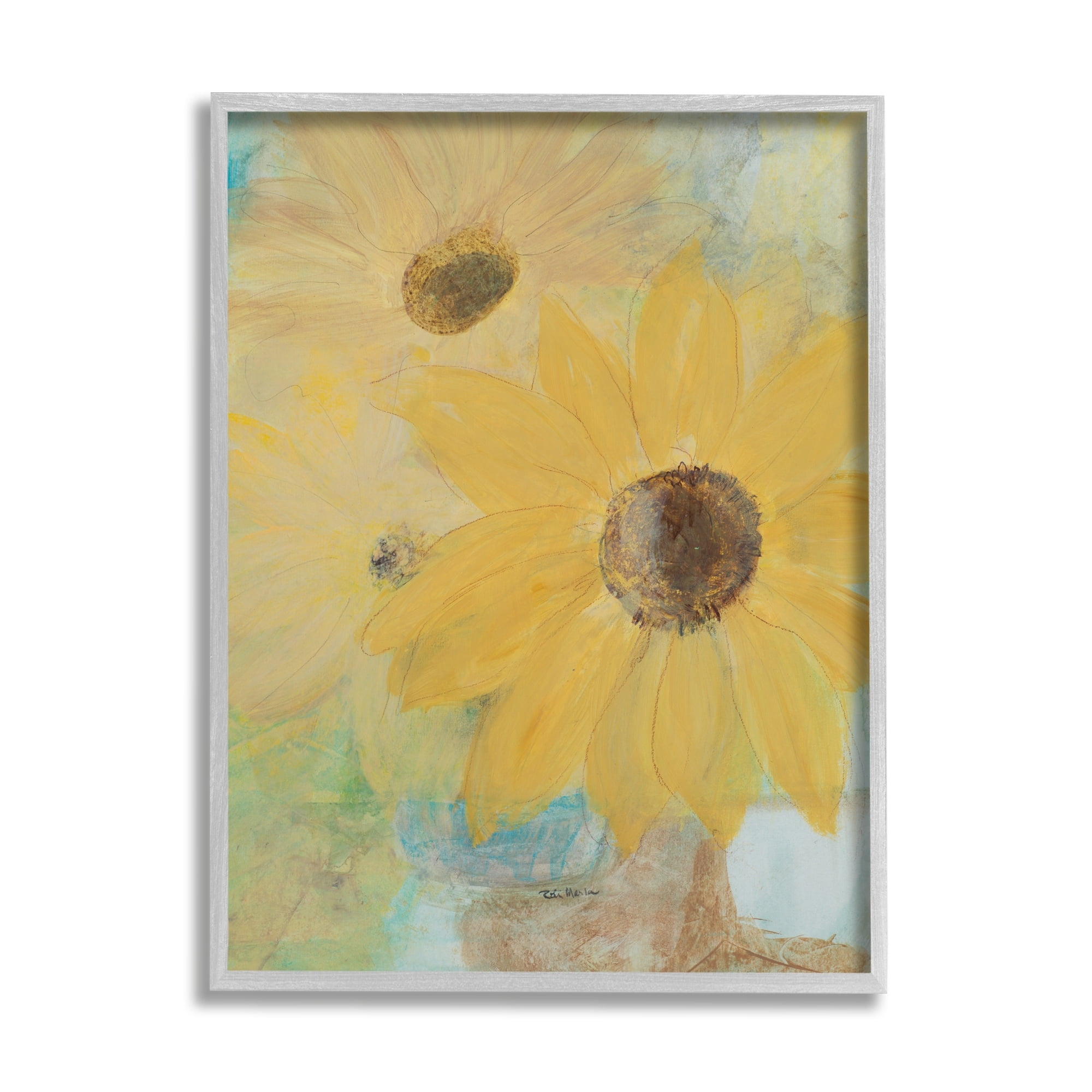 Stupell Industries Sunflower Florals Abstract Still Life Summer Farm Flowers, 24 x 30, Design by Robin Maria