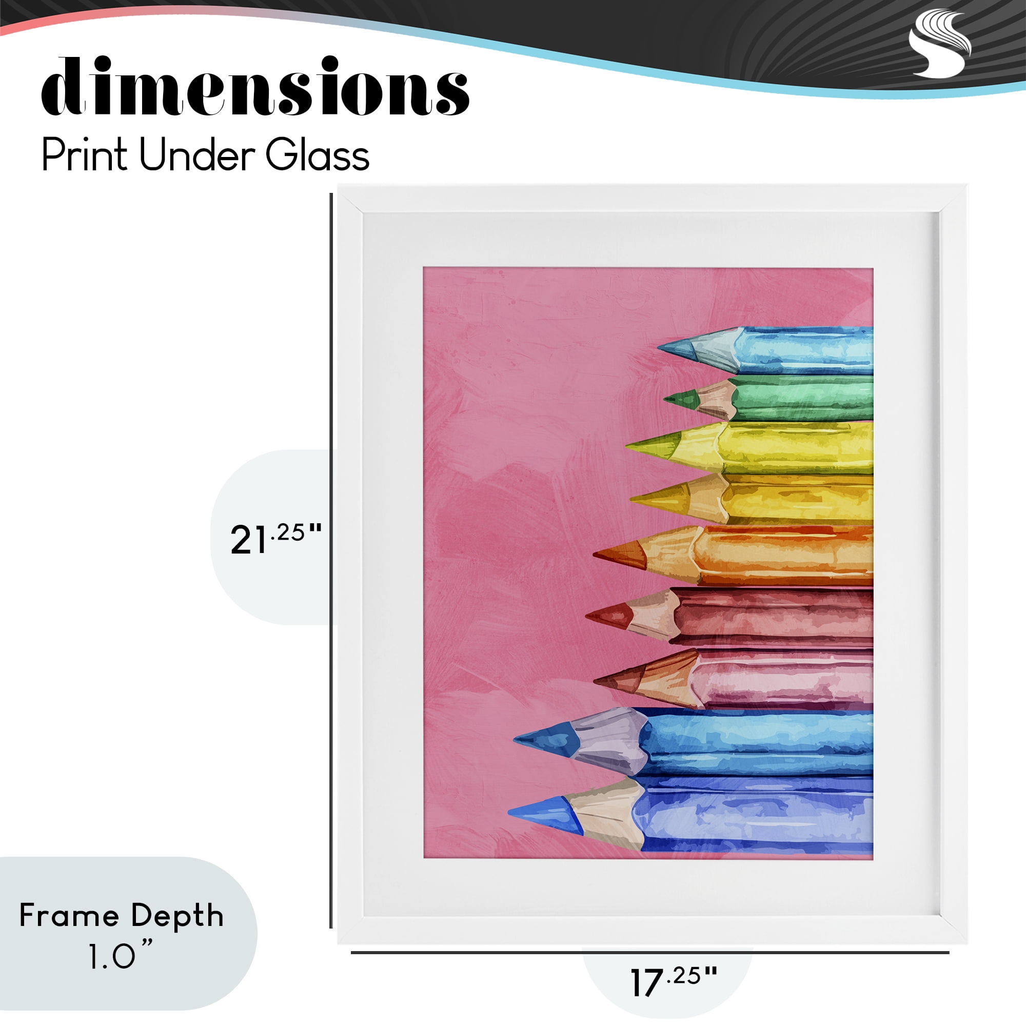 Stupell Industries Vibrant Pencils on Pink White Framed Print Under Glass, design by Kim Allen
