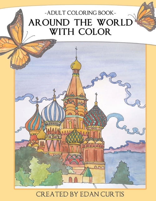 Adult Coloring Book Around the World With Color (Paperback)