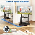 thumbnail image 4 of RTVR Rolling TV Cart Stand on Wheels for 40-86 inch TVs with Storage Shelves, Reinforced Wide Base up to 200lbs, Black, 4 of 9