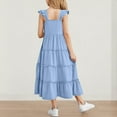thumbnail image 3 of Diufon Girls Maxi Dress Summer Casual Cap Sleeve A Line Sundress Ruffle Hem Flowy Dress for Tween 3-13 Years, 3 of 9