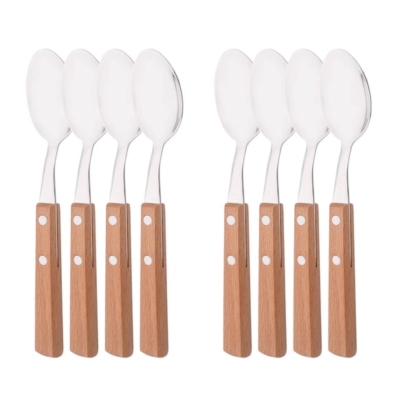 Dinner Forks Set of 8, 304 Stainless Steel, 7.9 Inches, Wooden Handle