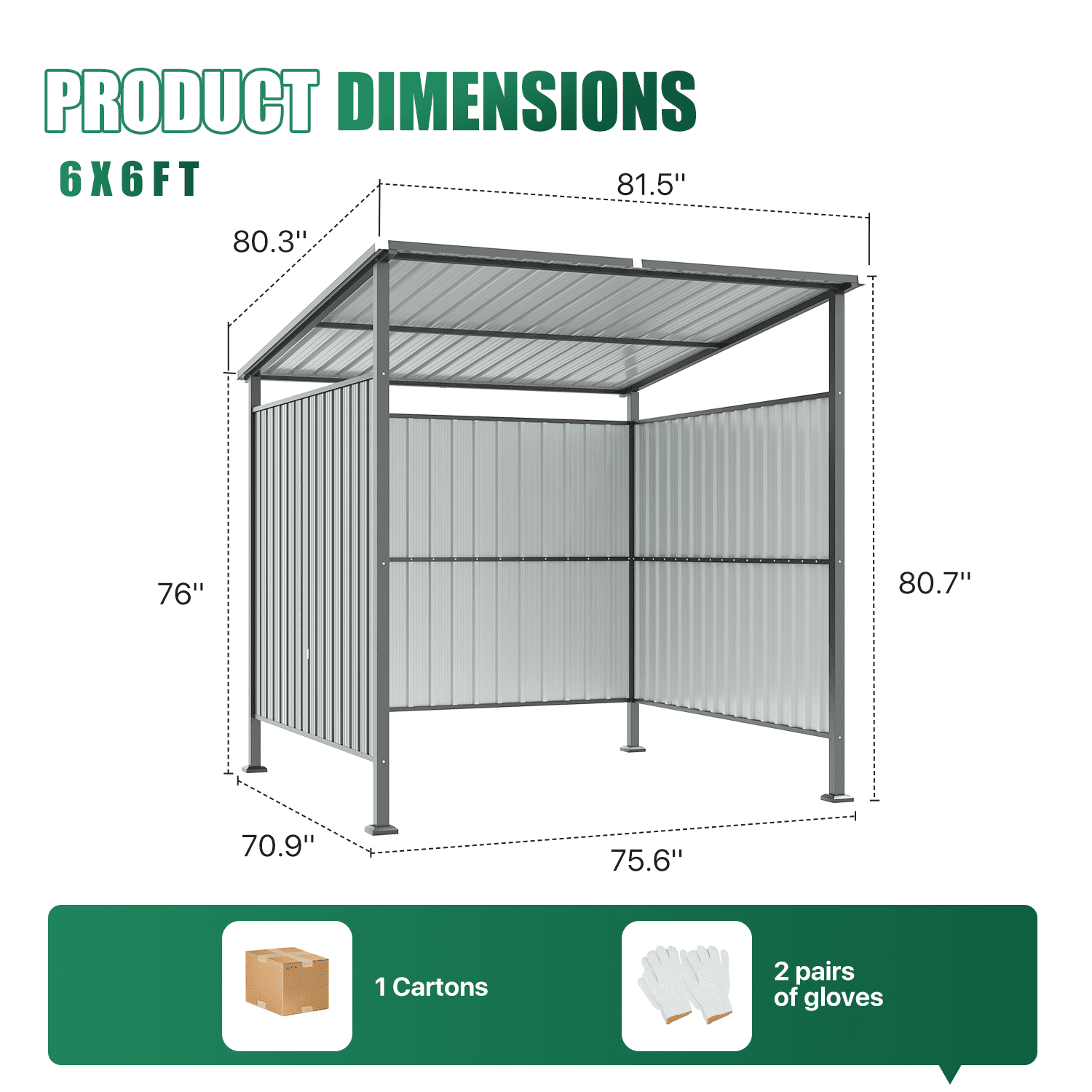 Clouddwell 6' x 6' Shed, Hardtop Grill Gazebo with Shed-Style Storage, Outdoor Metal Pergola, Lean to BBQ Shelter for Patio, Deck