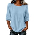 thumbnail image 2 of Neewe Womens Plain Round Neck Half Sleeve Top Curved Hem Blouses Loose Shirts Spring Summer Fashion Casual T Shirts, 2 of 7