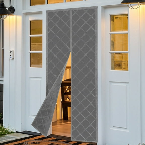 Magnetic Insulated Door Curtain Thermal Door Cover Waterproof Door Covers 34x82" Gray
