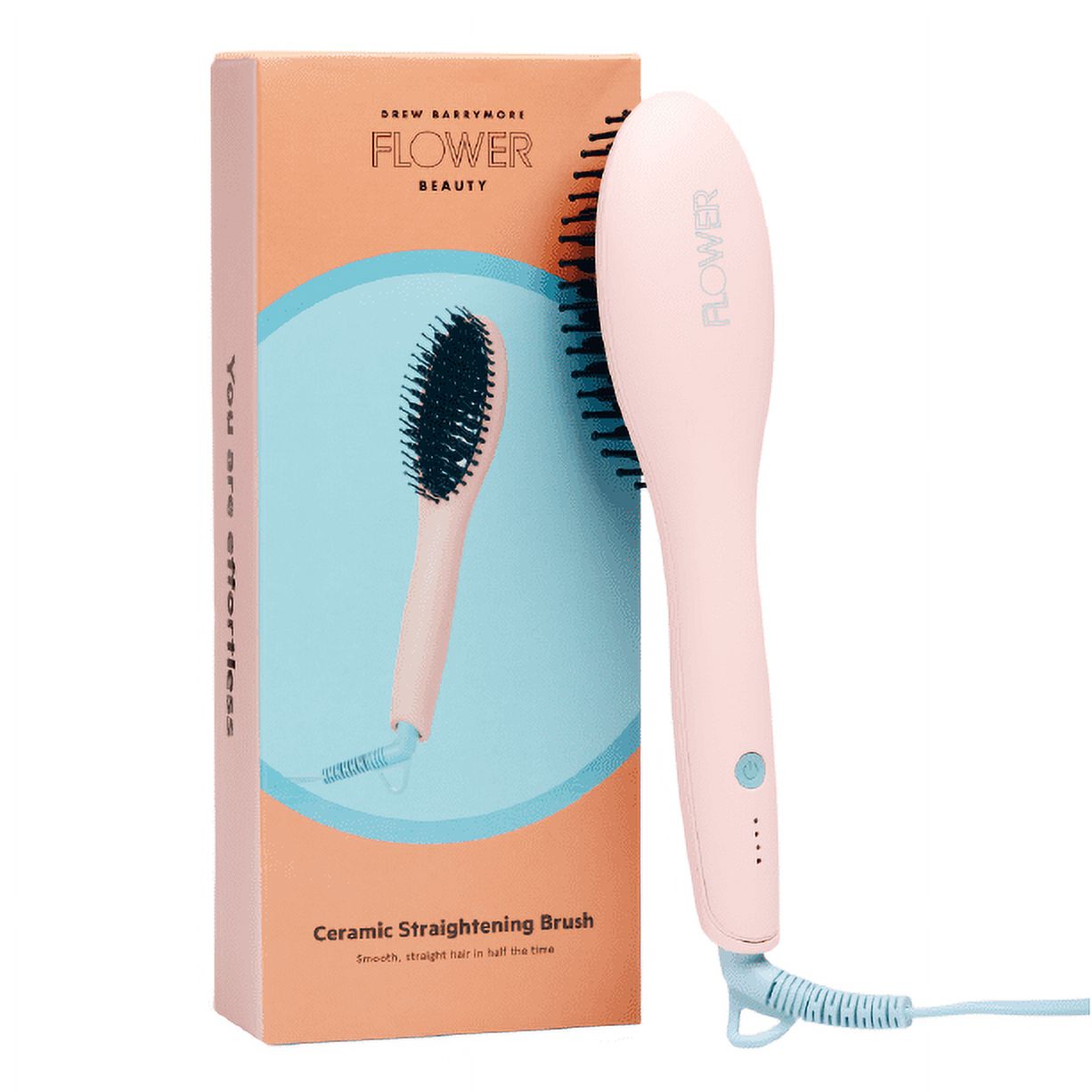 FLOWER Ceramic Hair Straightening Brush, Pink - image 3 of 11