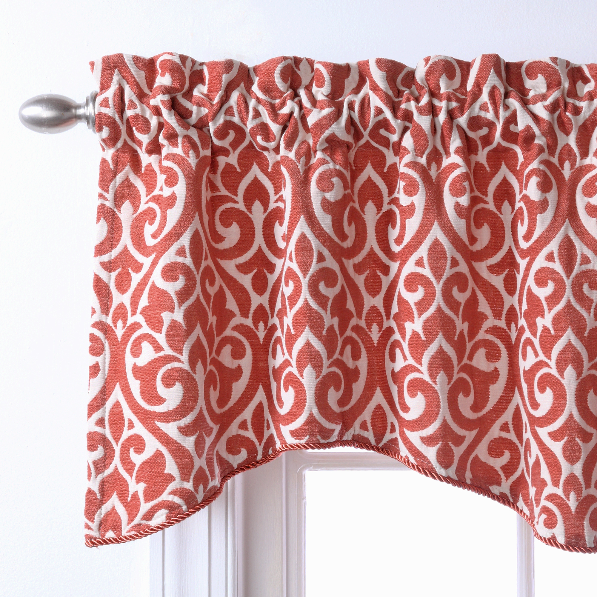 Twill & Birch Belle Maison USA, LTD. Bryce Chenille Scalloped Curtain Valance with Cording