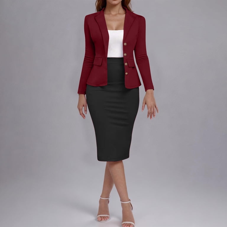 elegant solid longline blazer & dress set Modern Tailored Long Blazer Dress Black XL main image 1