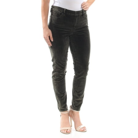 LUCKY BRAND Womens Green Ava Super Skinny Velvet Jeans Size: 6