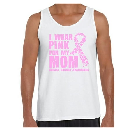 Awkward Styles I Wear Pink For My Mom Men Tank Top Cancer Shirt Breast Cancer Tank Top for Men Cancer Survivor Tank Top I Wear Pink Shirt for Him Best Mom Shirt I Wear Pink for my Mom T Shirt for
