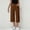 Coffee, variant on Qulqfy Dressy Capris for Women Flat Front Wide Leg Black Stretch Capris High Waisted Summer Pants with Pockets Cute Pants for Women L