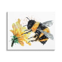 Stupell Industries Bee & Yellow Flower Animals & Insects Painting Gallery Wrapped Canvas Print Wall Art, 40 x 30