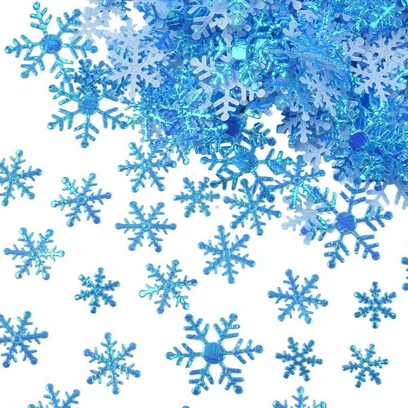 6 Bags 3 Sizes Snowflakes Confetti Christmas Confetti Blue Snowflake Sequins Snow Table Sprinkle Plastic Winter Glitter for Wedding Birthday Holiday Celebration Party Decorations Supplies