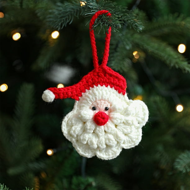 xihome Adornos navideños tejidos a mano: Copo de nieve, Pap Noel, llavero, calcetines de lana, decoracin navideña para fiestas y hogar.