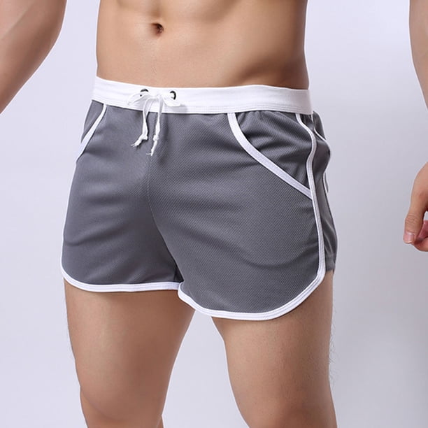 Augper Swim Trunks Fashion Men's Elastic Waistb and Beam Beach Line Belt Casual Sports Shorts
