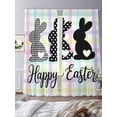 thumbnail image 3 of Happy Easter Sheer Curtains 108 Inch Length 2 Panels Set Window Treatments, Black White Polka Dots Rabbits Colorful Plaid Rod Pocket Semi Curtains for Living Room/Bedroom/Kitchen, 104"W x 108"L, 3 of 7