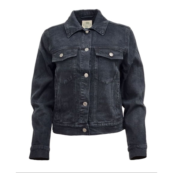 HoodLamb Women's Washed Denim Organic Cotton Hemp Jacket 420, Black, Medium