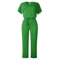 thumbnail image 2 of Lisingtool Clearance Jumpsuits for Women Women's Fashion Solid Color Lace Up Button Short Sleeved Jumpsuit S-4XL Clearance sale, 2 of 5
