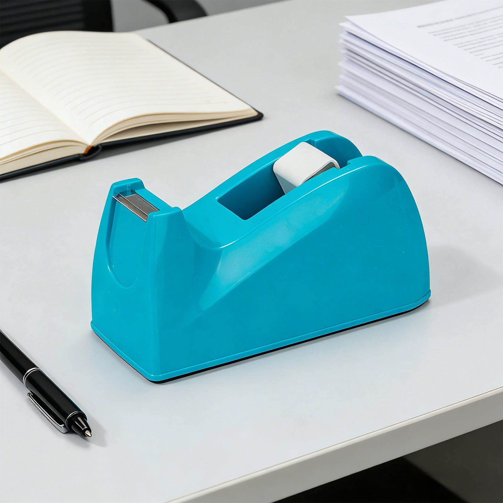 COM1950s Tape Dispenser for Office Desk, Adhesive Tape Holder with Non-Slip Base, Smooth Rolling Cutter for Wrapping, Craft, and Home Use