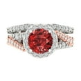 thumbnail image 2 of Clara Pucci 14K White/Rose Gold 2.32 Natural Garnet Engraveable Engagement Ring + Wedding Band Set, 2 of 7