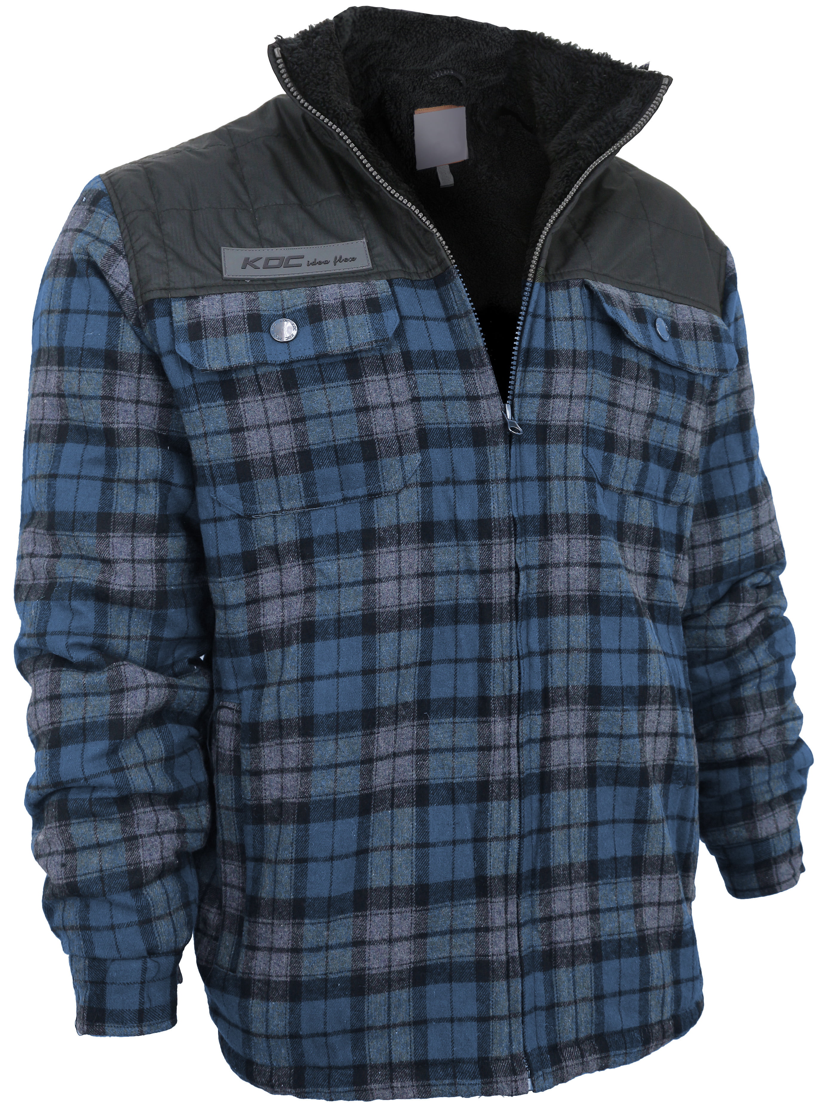 Men's Heavyweight Flannel Zip Up Fleece Lined Plaid Sherpa Jacket (KDC