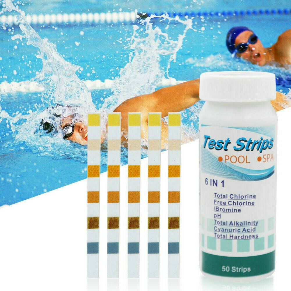 6IN1 Chlorine Dip Pool Test Strips Hot Tub SPA Swimming PH Tester Paper ...