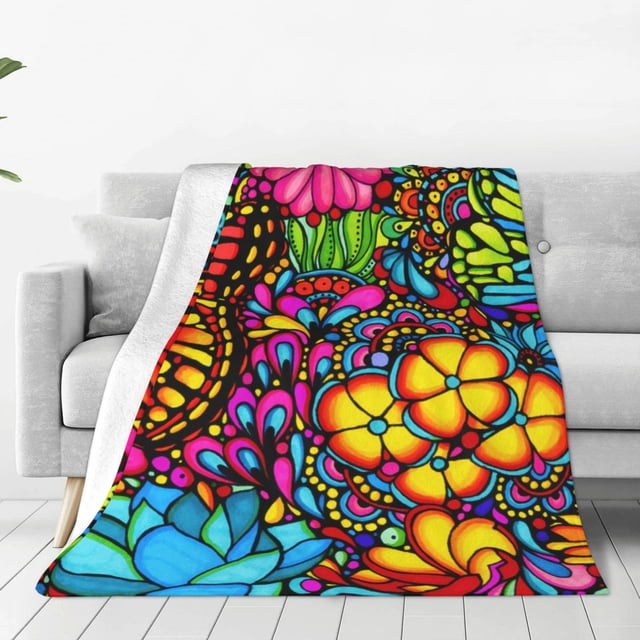 Balery Butterfly Garden Manta de Felpa Suave y Acogedora – Cobija de Franela Aterciopelada para Cama, Lavable y Cálida para Sofá, Mascotas, Transpirable-50"x40"