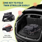 Roromall Side by Side Double Stroller for Twins, Adjustable Compact Folding Baby Travel Stroller with High Landscape Seat, Lightweight Canopy & Recline for Infant and Toddler