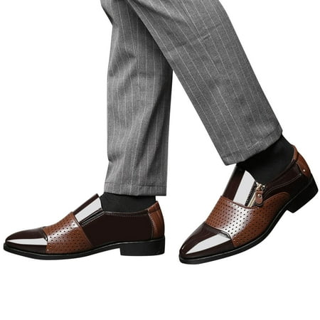 Mepaouo Dress Oxfords for Men Business Formal Derby Shoes Leather Pointed Toe Casual Loafers