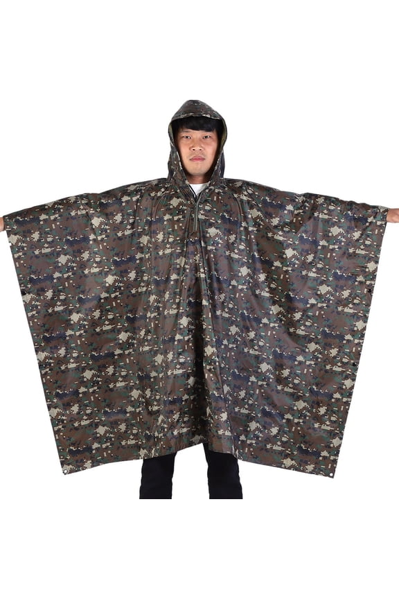 Rain Poncho,Waterproof Rainwear,Military Waterproof Army Hooded Ripstop Rain Coat Poncho Camping Hiking Outdoor