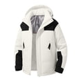 thumbnail image 2 of Men's Color Block Loose Casual Warm Windproof Waterproof Long-Sleeve Outerwear With Detachable Hood Leisure Oversize Jackets for Men, 2 of 7