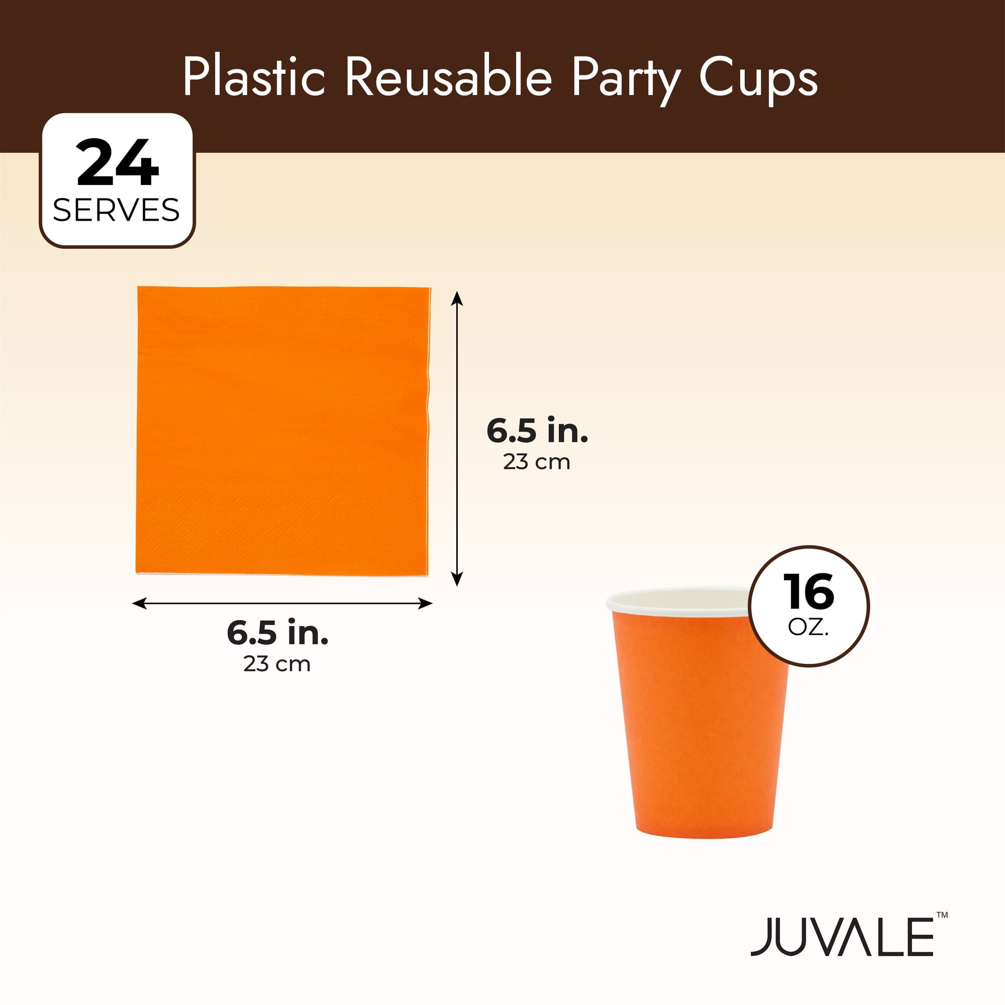Serves 24 Orange Party Supplies with Paper Plates, Cups, and
