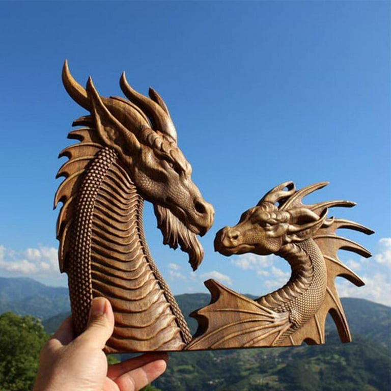Wooden Dragon Handmade Sculpture Statue Handcrafted Gift Art Decorativ